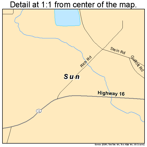 Sun, Louisiana road map detail