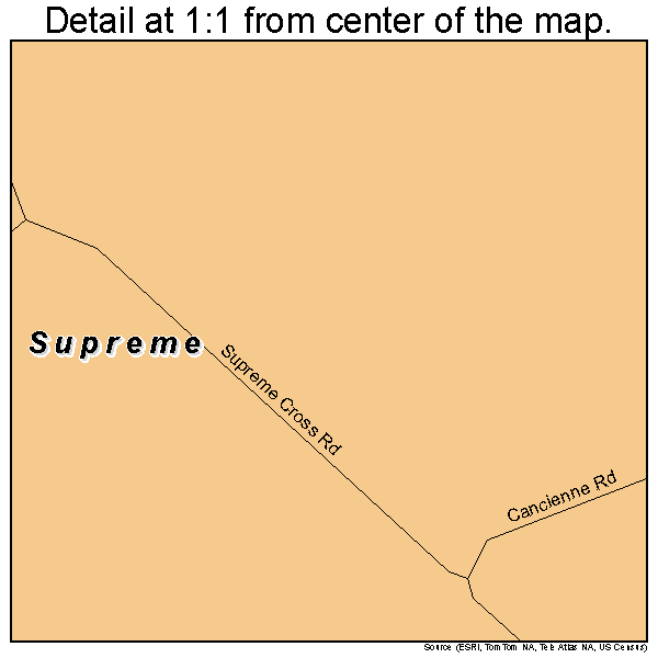 Supreme, Louisiana road map detail