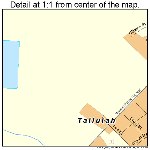 Tallulah, Louisiana road map detail