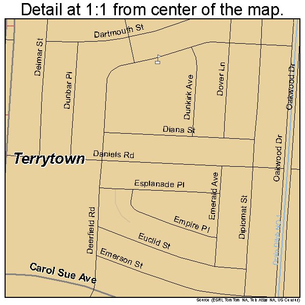 Terrytown, Louisiana road map detail