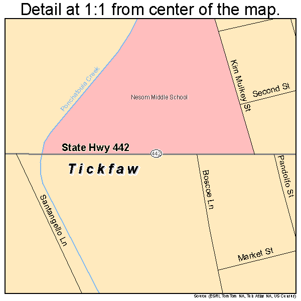 Tickfaw, Louisiana road map detail