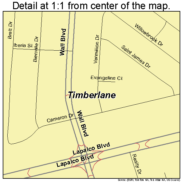 Timberlane, Louisiana road map detail