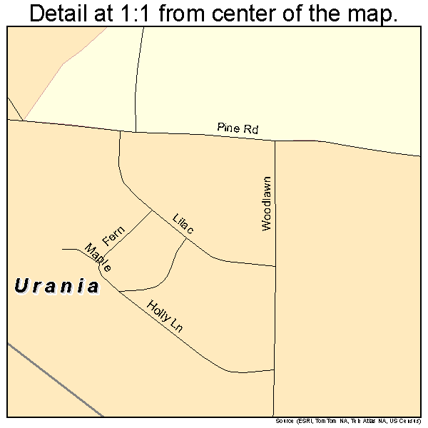 Urania, Louisiana road map detail