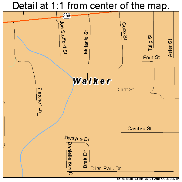 Walker, Louisiana road map detail