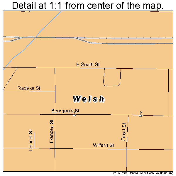 Welsh, Louisiana road map detail