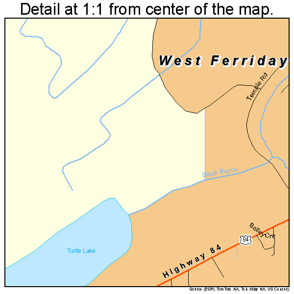 West Ferriday, Louisiana road map detail