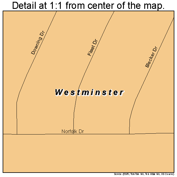 Westminster, Louisiana road map detail