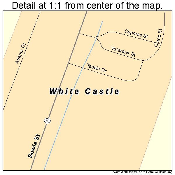 White Castle, Louisiana road map detail