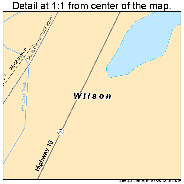 Wilson, Louisiana road map detail