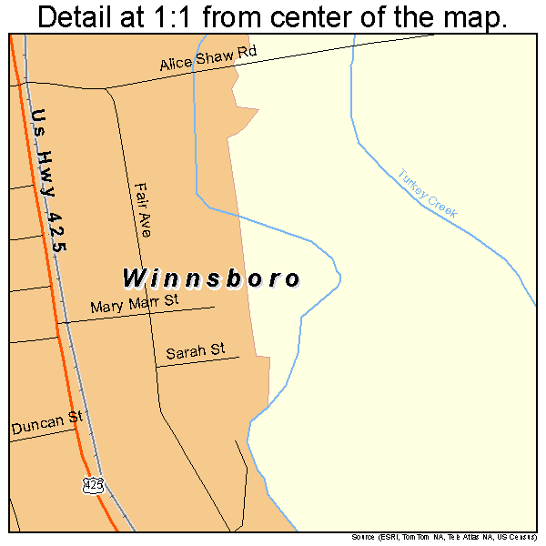Winnsboro, Louisiana road map detail