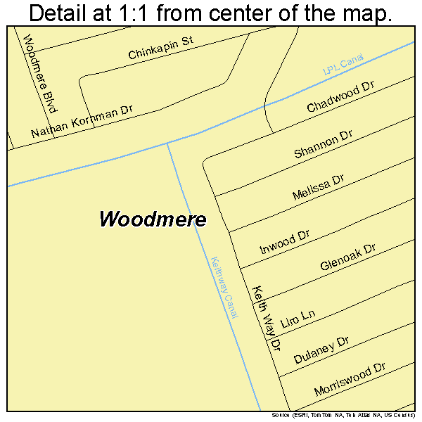 Woodmere, Louisiana road map detail