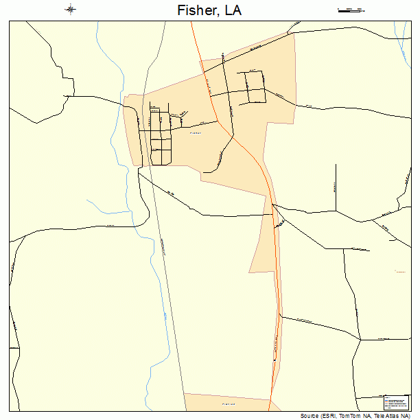 Fisher, LA street map