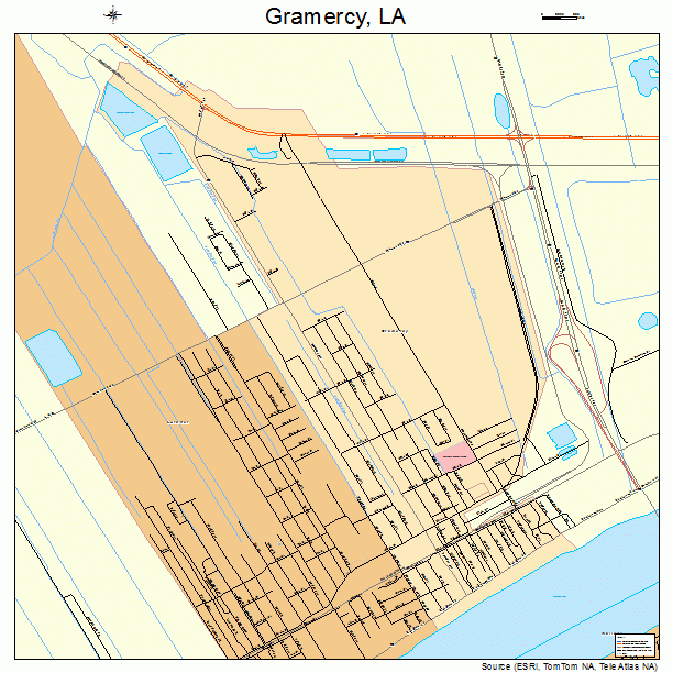Gramercy, LA street map