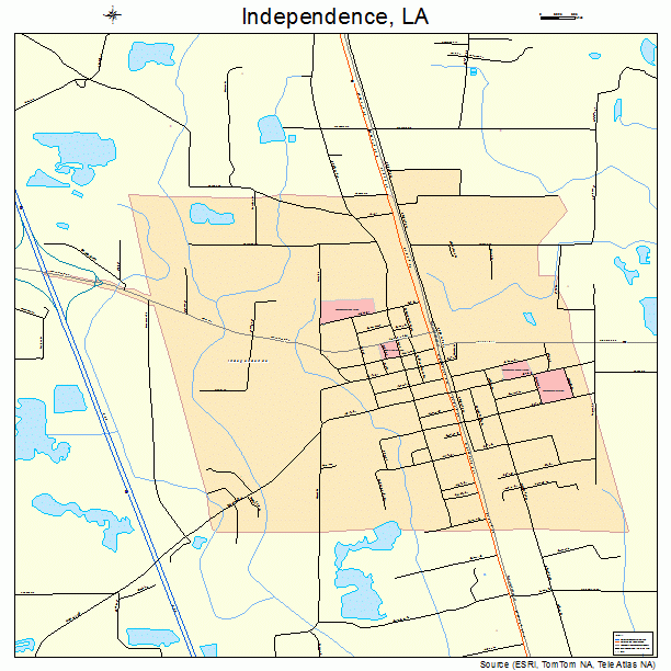 Independence, LA street map