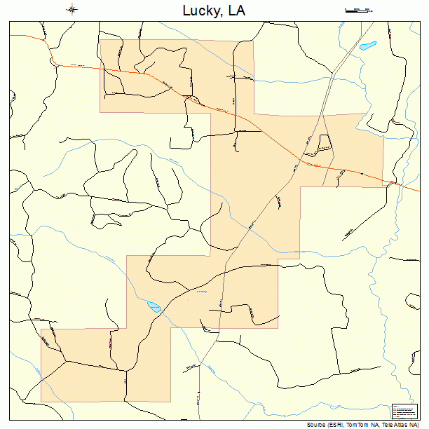 Lucky, LA street map