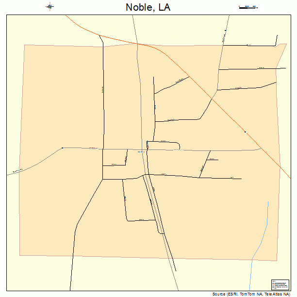 Noble, LA street map