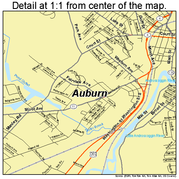 Auburn, Maine road map detail