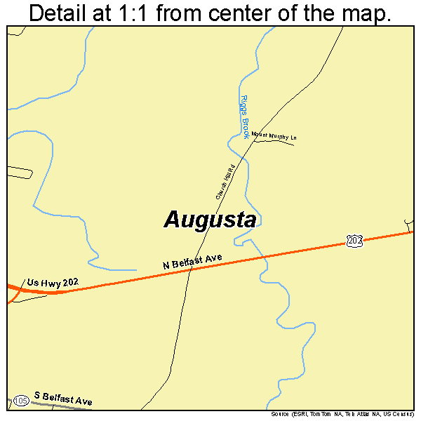 Augusta, Maine road map detail