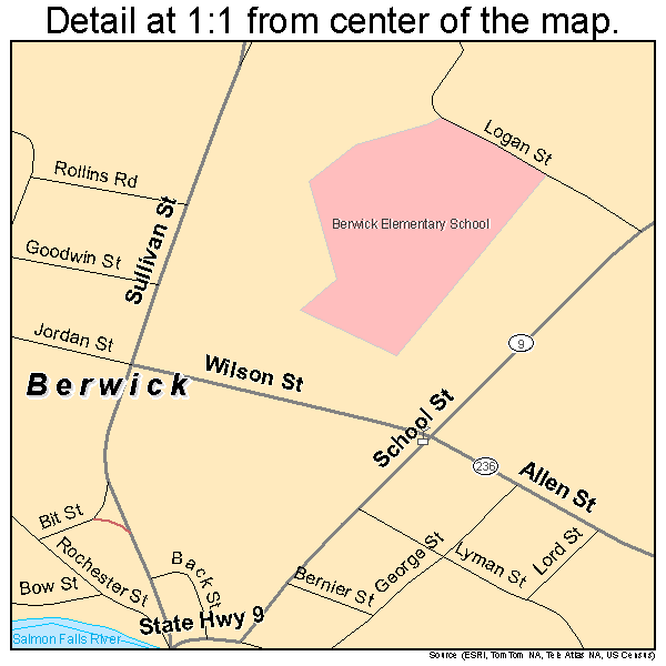 Berwick, Maine road map detail