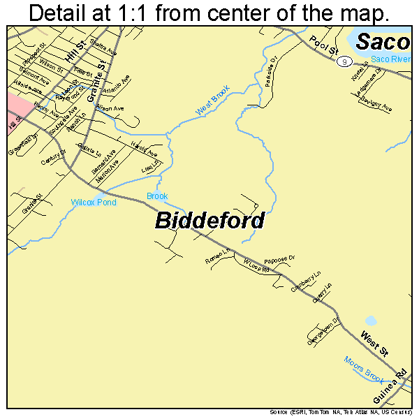 Biddeford, Maine road map detail