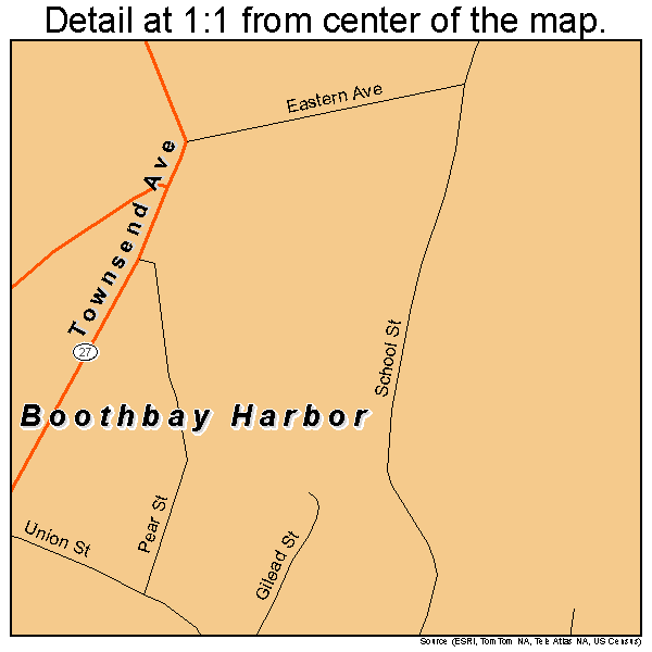 Boothbay Harbor, Maine road map detail