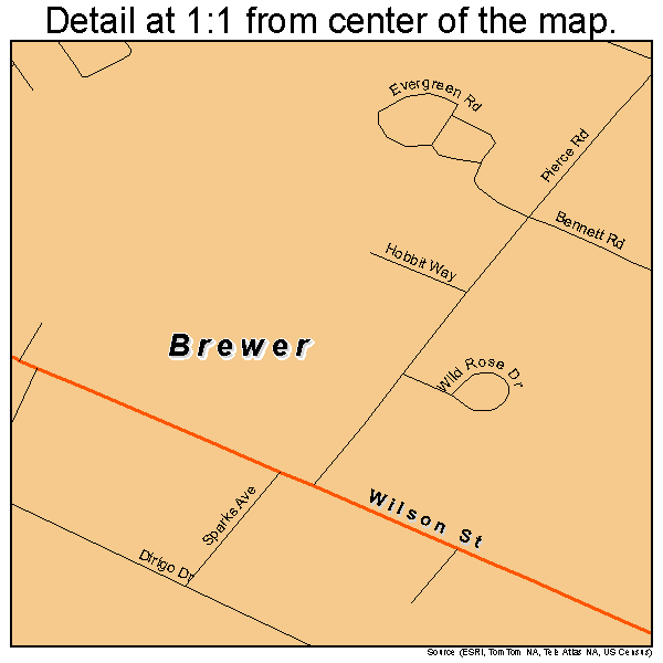 Brewer, Maine road map detail