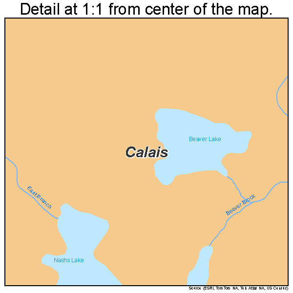 Calais, Maine road map detail