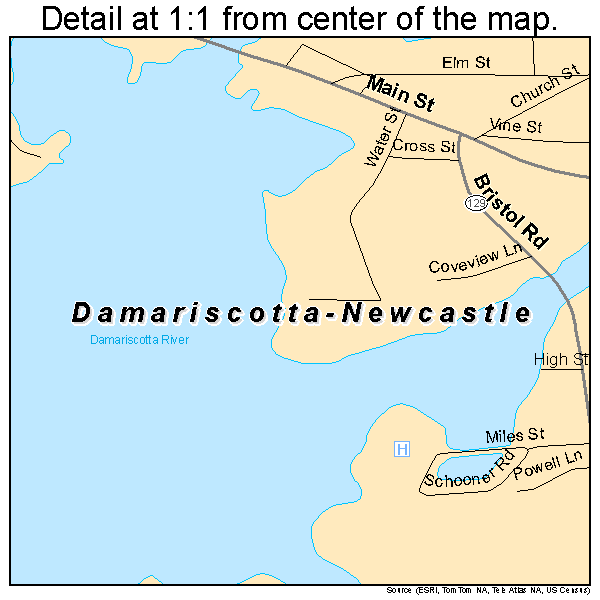 Damariscotta Newcastle Maine Street Map 2316322