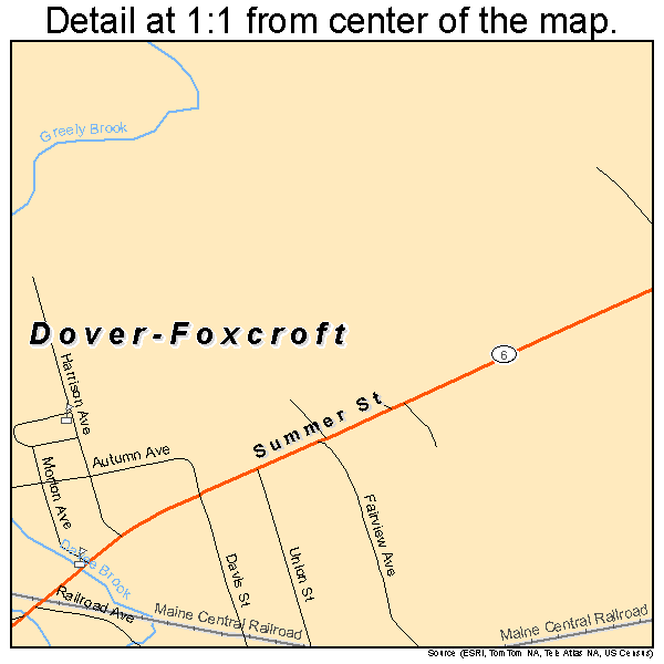 Dover-Foxcroft, Maine road map detail