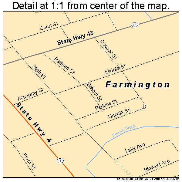 Farmington, Maine road map detail