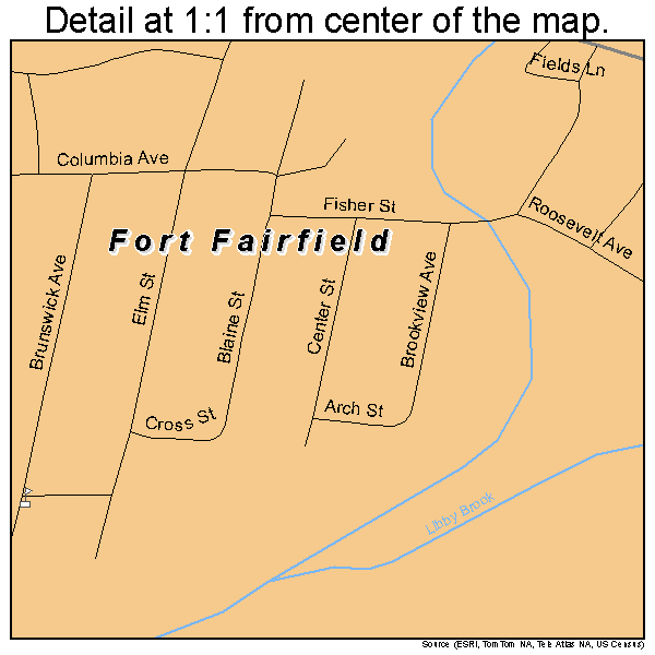 Fort Fairfield, Maine road map detail