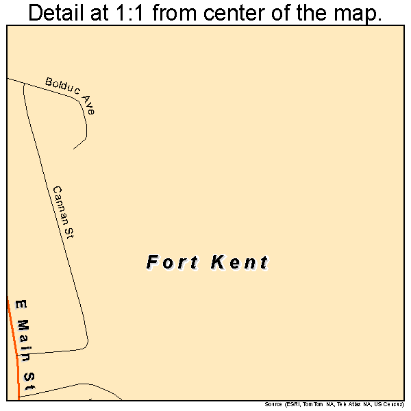 Fort Kent, Maine road map detail