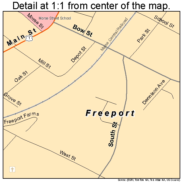 Freeport, Maine road map detail