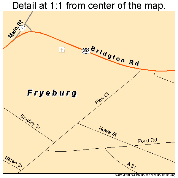 Fryeburg, Maine road map detail