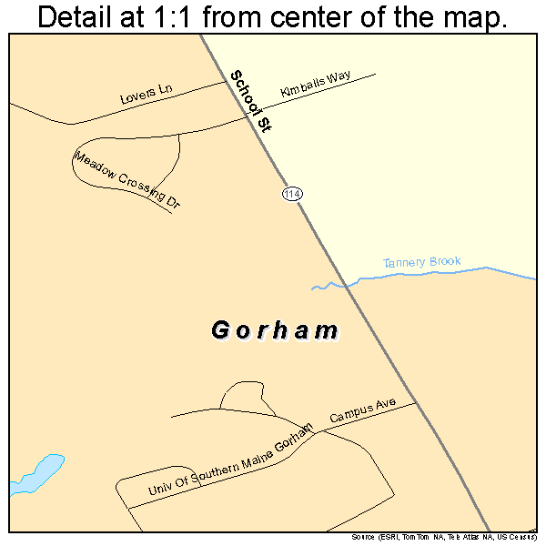 Gorham, Maine road map detail