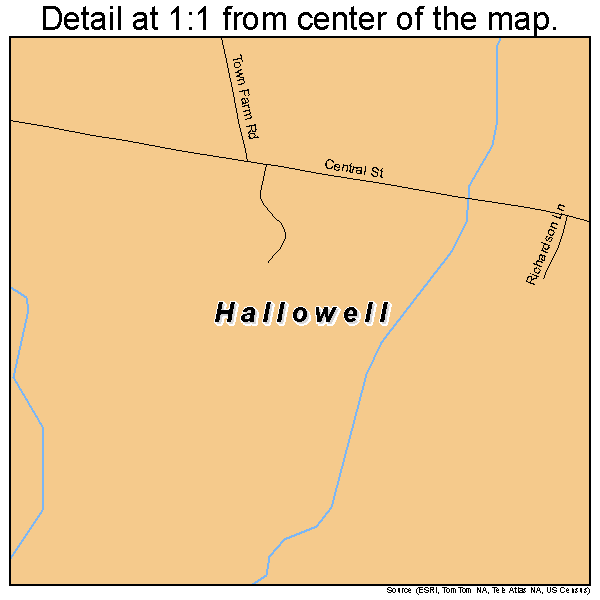 Hallowell, Maine road map detail