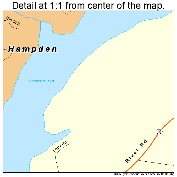 Hampden, Maine road map detail