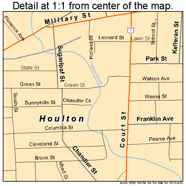 Houlton, Maine road map detail