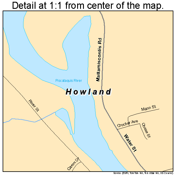 Howland, Maine road map detail