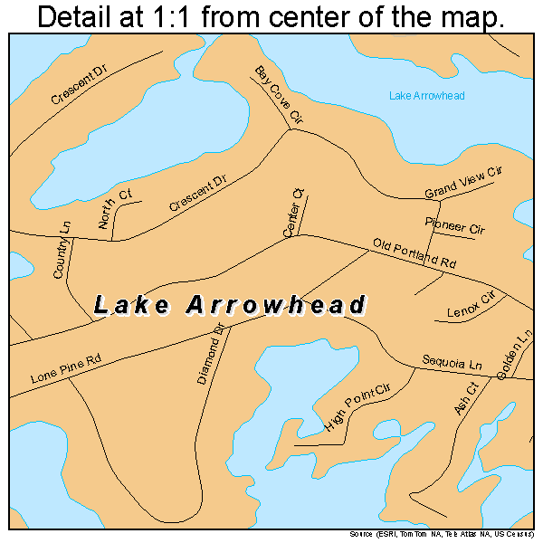 Lake Arrowhead, Maine road map detail