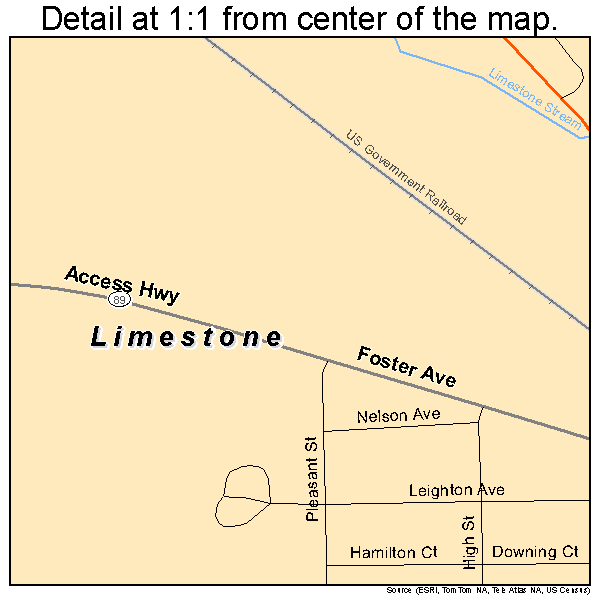 Limestone, Maine road map detail