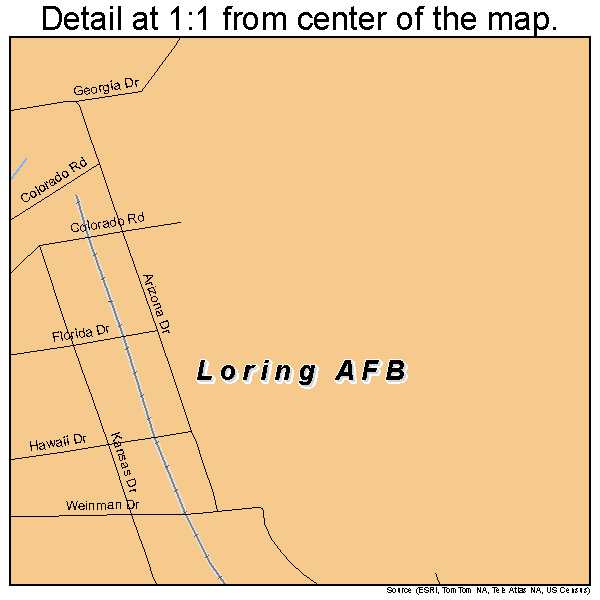 Loring AFB, Maine road map detail