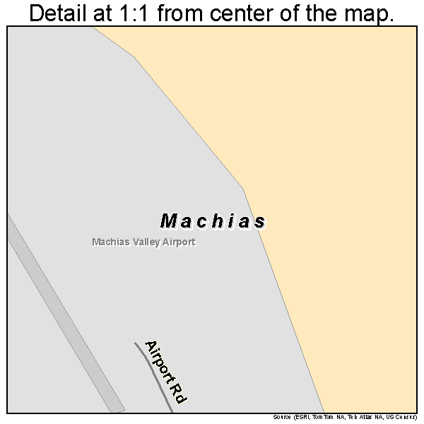 Machias, Maine road map detail