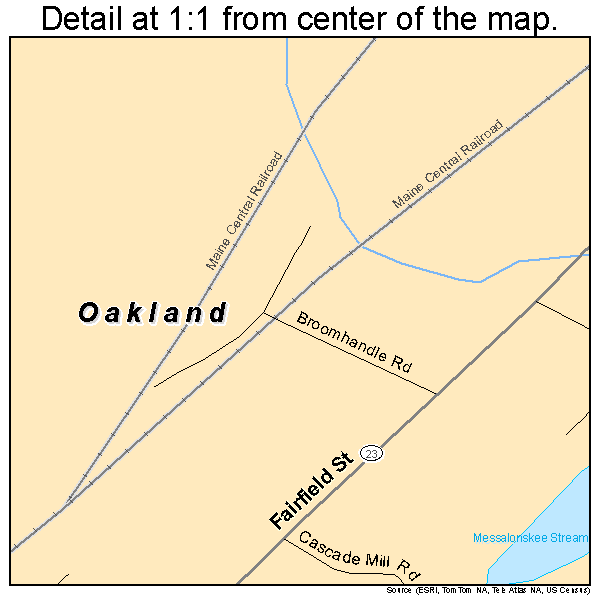 Oakland, Maine road map detail