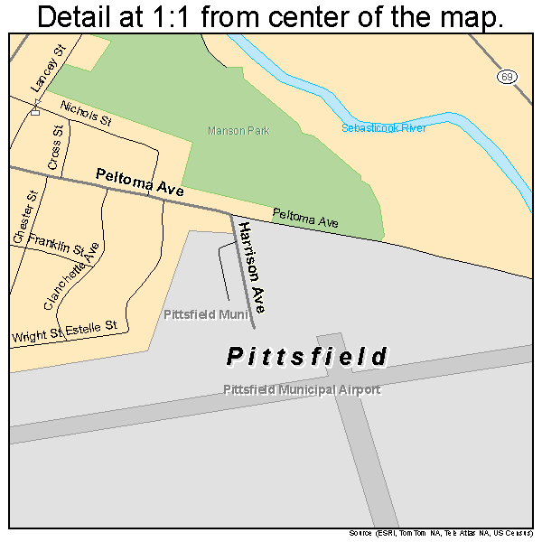 Pittsfield, Maine road map detail