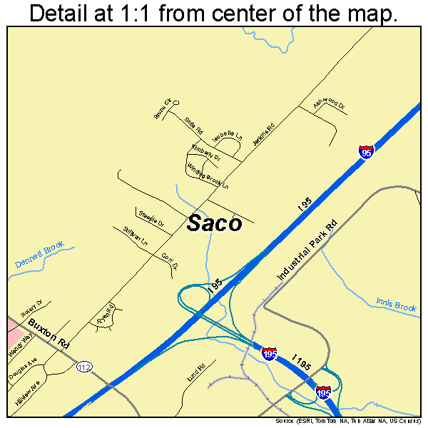 Saco, Maine road map detail