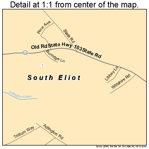 South Eliot, Maine road map detail