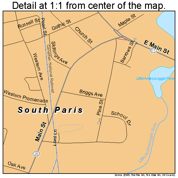 South Paris, Maine road map detail