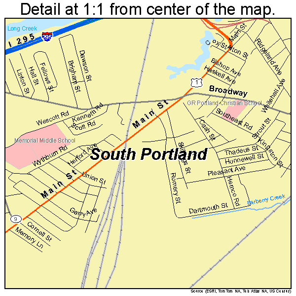 South Portland, Maine road map detail