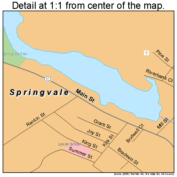Springvale, Maine road map detail